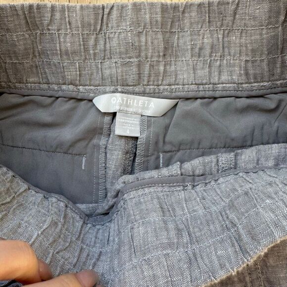 Athleta Cabo 100% Linen Shorts Size 4 Small Gray Pull On Drawstring Breathable - Picture 3 of 5